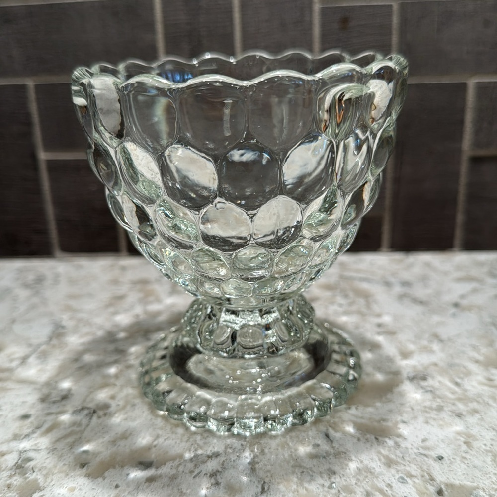 VINTAGE~AVON~BUBBLE GLASS~FOOTED SHERBET/CANDY/VOTIVE DISH~GREAT CONDITION~G13